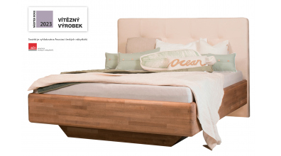 Manželská posteľ ARIA čelo čalúnené, úložný priestor, 180 cm, buk cink