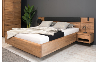 Manželská posteľ ARIA čelo nízke s čalúnením, úložný priestor, 180 cm, buk cink