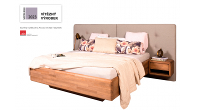 Manželská posteľ ARIA čelo čalúnené rozšírené, úložný priestor, 180 cm, buk cink
