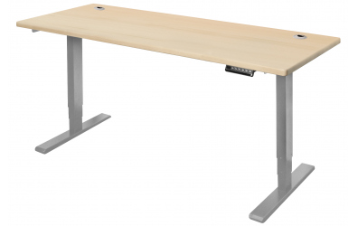 Elektrický, výškovo nastaviteľný písací stôl 150 cm, šedá podnož, smrek