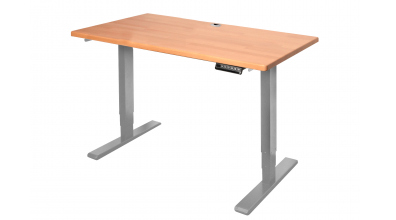 Elektrický, výškovo nastaviteľný písací stôl 115 cm, šedá podnož, buk cink