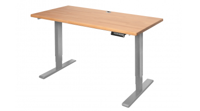 Elektrický, výškovo nastaviteľný písací stôl 127 cm, šedá podnož, buk cink