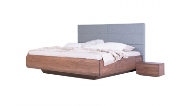 Manželská posteľ LEVITY, čelo čalúnené, 180 cm, buk priebežný