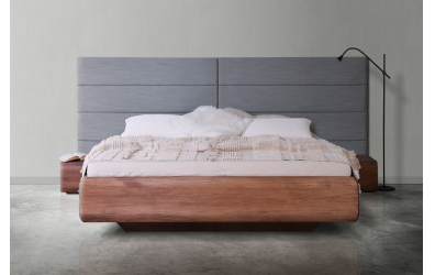 Manželská posteľ LEVITY, čelo čalúnené rozšírené, 180 cm, buk priebežný