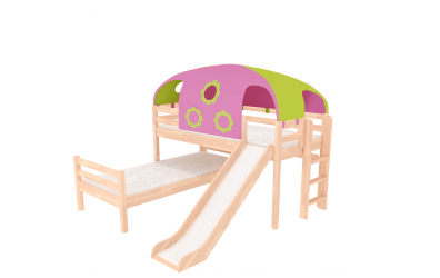 Zvýšená domečková postel elko posuvná stan, se zábrana A,buk cink