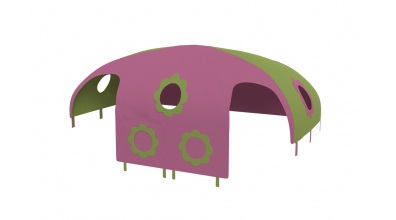Domeček stan  pro zábranu A B - růžovo zelený