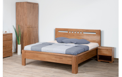 Manželská posteľ FLORENCIA, čelo rovné, štvorčeky, 160 cm, buk cink