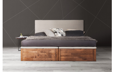 Manželská posteľ DREAMBOX s čalúneným čelom, čelný výklop 180x200 cm, buk cink