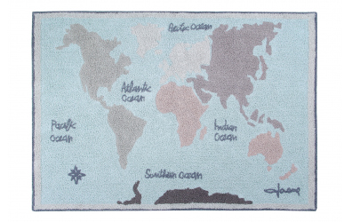 Koberec LORENA CANALS, mapa sveta, modrá